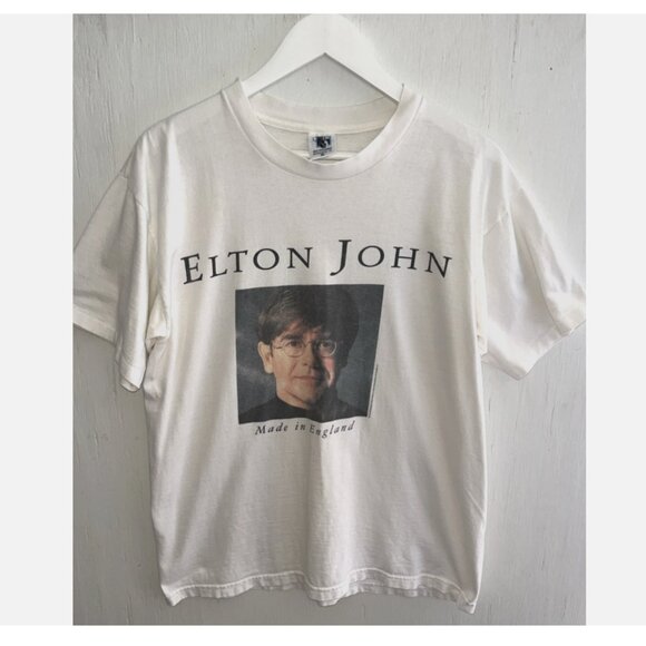 ELTON JOHN Vintage 1995 Made in ENGLAND T Shirt USA Concert Tour GEM Brand XL - Picture 1 of 6